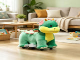 Green 6V Electric Ride On Horse Battery Powered Toy with Music, Forward Movement & Silent PU Wheels 88703768