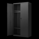 ZUN Metal Armoire Wardrobe Cabinets,70" Black Locker Steel Wardrobe Bedroom Storage Cabinet with Doors W1247P221093