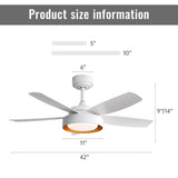 ZUN 42 Inch Ceiling Fans with LED Light 22W and Remote Control 6 Wind Speed Reversible DC Motor White W934P244412