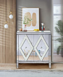 ZUN Storage Cabinet With Mirror Trim And Diamond Shape Design Spliced Combination For Living Room, W1445103593