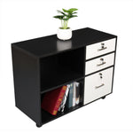 ZUN Wood File Cabinet with 3 Drawer and 2 Open Shelves Office Storage Cabinet with Wheel Printer Stand, 20642769