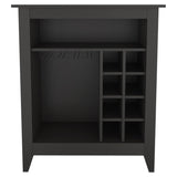 ZUN Essential Bar Cabinet, One Open Shelf, Six Built-in Wine Rack, One Drawer -Black B07091856