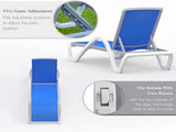 Patio Chaise Lounge Adjustable Aluminum Pool Lounge Chairs with Arm All Weather Pool Chairs for W1859109675