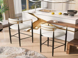 Barstools Set of 2, Upholstered Bar Stools with Back for Kitchen Island, Beige Faux PU Leather N779P248198P