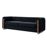 Contemporary Velvet Sofa Couch 84.25''W for Living Room, Black W57946163