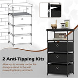 3-Drawer Fabric Storage Cabinet - Removable Foldable Drawers, Industrial Wood Top, Metal Frame with 51249504