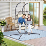 ZUN 2 Person Outdoor Rattan Hanging Chair Patio Wicker Egg Chair W87472176