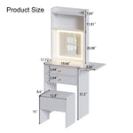 ZUN Small Space Vanity Table Set with 3 Adjustable Lighted Mirror and Storage Chair, Makeup Vanity Table W509P238990