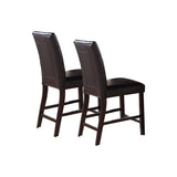 Leroux Upholstered Counter Height Chairs in Espresso Finish, Set of 2 SR011144