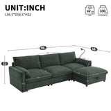 96.5'' Chenille Sectional Sofa with Storage Ottoman and Pockets,Adjustable Phone Holder,Wide,4 62355907