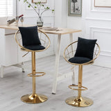 Black velvet bar chair, pure gold plated, unique design,360 degree rotation, adjustable W117065087