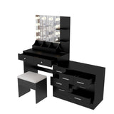 ZUN Large Makeup Vanity with Lights, Vanity Table with Charging Station, Vanity Desk with Mirror and 10 85628342