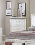 White Metallic Finish Glam Style Storage Chest of 5 Drawers Wooden 1pc Modern Bedroom Furniture B011P176905