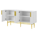 TREXM Modern Elegant 4-door Sideboard Gold Metal Handle Buffet Cabinet for Dining Room, Living Room, WF304382AAK
