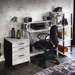 ZUN Antique White and Black Writing Desk with Upper Shelf B062P184524