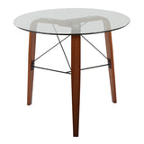 Trilogy Contemporary Round Dinette Table in Walnut Wood and Clear Glass by LumiSource B202P223353