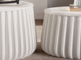 White Round Storage Table Set with Lift-Off Lid, Nesting Design, Elegant Curved-Edge Shape for Cozy W3081P389055