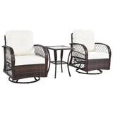 3-piece Outdoor Chair&Table Set 2-person Rattan Seating Group with Two Swivel Chairs and a Square N719P234190D