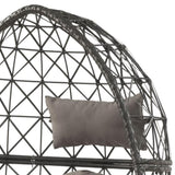 Light Grey and Black Patio Chair with Upholstered Cushion B062P182691