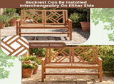 Solid Hardwood 2-Person Garden Bench, 660 LBS Capacity Ergonomic Patio Loveseat 29247752