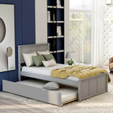 Platform Bed with Twin Size Trundle, Twin Size Frame, Gray WF194473AAE