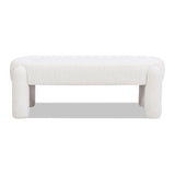 Hugo 49" Oval Fully Upholstered Bench, Milk Cream White Boucle B2719P238467
