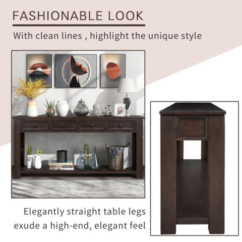 ZUN Console Table/Sofa Table with Storage Drawers and Bottom Shelf for Entryway Hallway 81278734