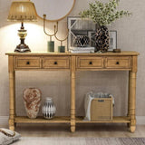 Console Table Sofa Table Easy Assembly with Two Storage Drawers and Bottom Shelf for Living Room, 04824171