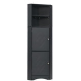 ZUN Tall Bathroom Corner Cabinet, Freestanding Storage Cabinet with Doors and Adjustable Shelves, MDF WF293800AAB