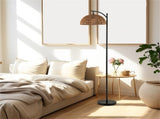 Floor Lamp with Foot Pedal Switch - Stable Base 8&deg Stability Test, Black Metal & Paper Rope 44264757