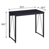 ZUN Black 35.5" Writing Desk with Metal Sled Base B062P184537