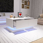 ZUN High Glossy Coffee Table with 2 Drawers have RGB Led Light with Buletooth Control W2139142762