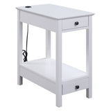 White Storage Accent Table with USB B062P189162