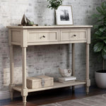 ZUN Series Console Table Traditional Design with Two Drawers and Bottom Shelf 67551365