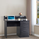 ZUN FCH 110*50*95cm Particleboard Paste Triamine Desktop Storage Layer Three Drawers Computer Desk Black 13565544