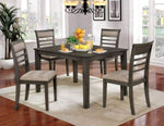 ZUN 5 Pc Dining Table Set Weathered Gray Dining Chairs & Table Solid wood Beige Padded Fabric Cushions B011115506