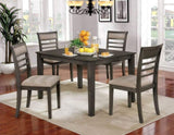 5 Pc Dining Table Set Weathered Gray Dining Chairs & Table Solid wood Beige Padded Fabric Cushions B011115506