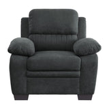 Plush Seating Chair 1pc Dark Gray Textured Fabric Channel Tufting Solid Wood Frame Modern Living B011122282