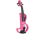 Full Size 4/4 Bunnel Edge Electric Silent Violin with Case Bow Rosin Headphone Connecting Line Pink 01411358