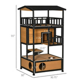 ZUN Wooden Cat House （Prohibited by WalMart） 14190426