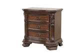 Traditional Style 3-Drawer Night stand With metal drawer pulls Made with Wood in Walnut B009P225188