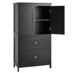 ZUN Bathroom Storage Cabinet, Cabinet with Two Doors and Drawers, Adjustable Shelf, MDF Board, Black 61107044