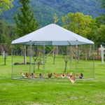 ZUN Large metal chicken coop hexanal, steel wire dipped plastic mesh, oxford cloth silver plated 46569455