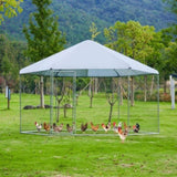 ZUN Large metal chicken coop hexanal, steel wire dipped plastic mesh, oxford cloth silver plated 46569455