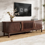 Modern Farmhouse TV Stand for 75" TVs, Wood Entertainment Center with Storage Cabinet, TV Console N710P257615P