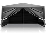 1010ft Black Outdoor Canopy Gazebo with 4 Removable Side Panels, 2 Zipper Doors 39512955