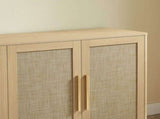 67" Rattan Sideboard Buffet, 4-Door Large Storage Credenza with Shelves, Boho Oak Buffet W1820P522734