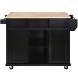 Kitchen Cart with Rubber wood Drop-Leaf Countertop ,Cabinet door internal storage racks,Kitchen 10459641