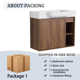 28'' Wall-Mounted Bathroom Vanity with White Ceramic Sink & Soft-Close Door, KD-Packing W999P263409