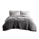 Full/Queen Ombre Shaggy Long Fur Comforter Mini Set B03595982